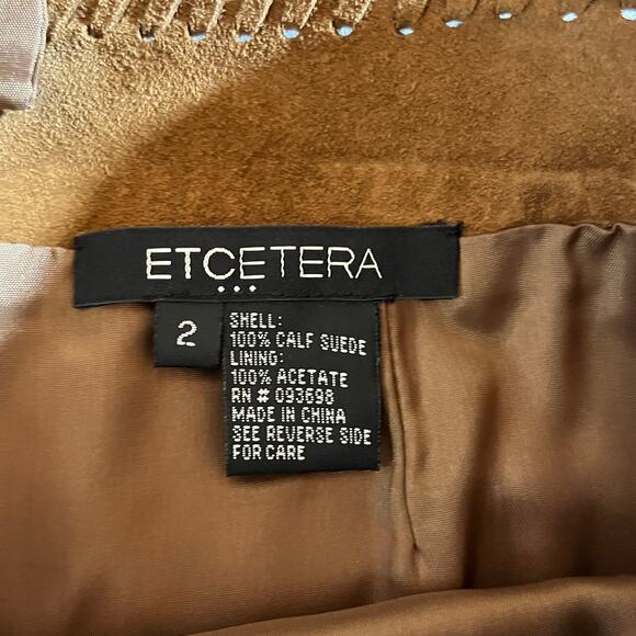 Etcetera Calf Suede Pencil Skirt 2 Green Brown Pink‎ Colorblock Boho Festival - Picture 6 of 9